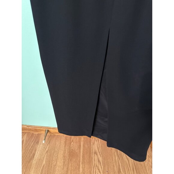 Jones New York Evening Black Sleeveless Beaded Trim Midi Dress Size 6 Polyester - Picture 7 of 11